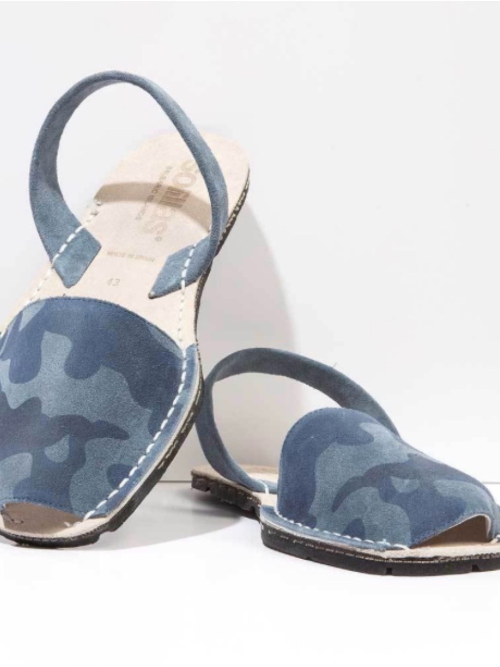 Solillas Men's Navy Camoflague Suede Sandals